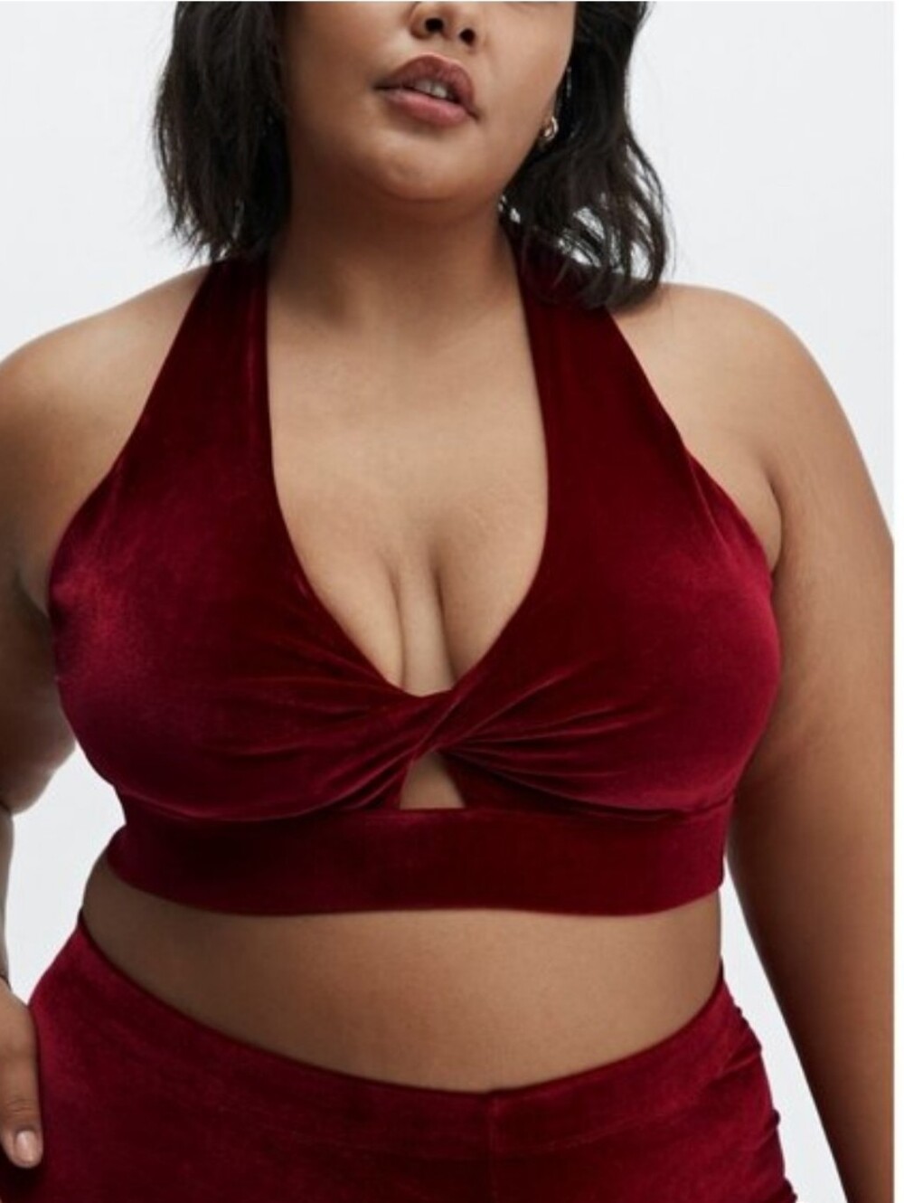 Fabletics Cherry Burst Oasis Twist Velour Sports Bra 2X